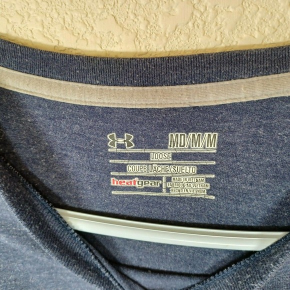 UNDER ARMOUR Men's Medium Dark Blue Heatgear T-Shirt 100% Polyester - Picture 4 of 8